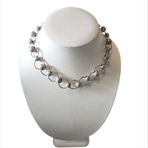 Vintage, one of a kind, handcrafted Beaded Circle Link Chocker Necklace.